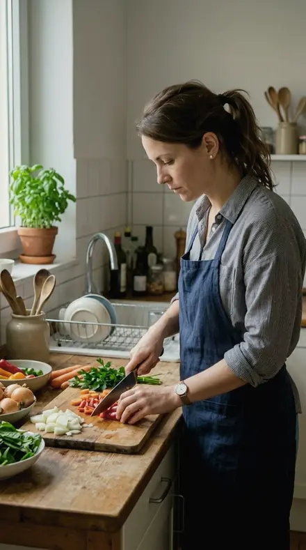 Graded with People Library: Quiet Blush on A weeknight, at the stove